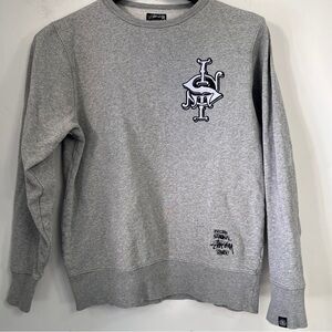 Stussy Light Gray Crewneck Sweater with Flaws